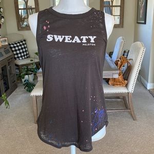 Chaser X Peloton Black Burnout Sweaty Splatter Tank Size Medium